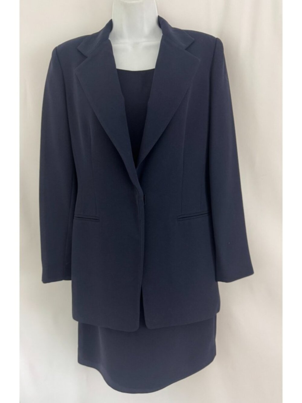 Vintage INC International Concepts Navy Blue Dress & Jacket Suit Y2K Size 2